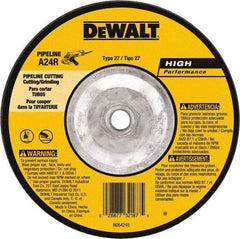 DeWALT - 24 Grit, 6" Wheel Diam, 1/8" Wheel Thickness, Type 27 Depressed Center Wheel - Aluminum Oxide, 10,100 Max RPM, Compatible with Angle Grinder - Apex Tool & Supply