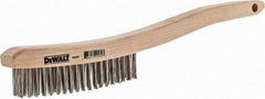 DeWALT - 19 Rows x 3 Columns Stainless Steel Scratch Brush - 13-11/16" OAL, 1-1/8" Trim Length, Wood Curved Handle - Apex Tool & Supply