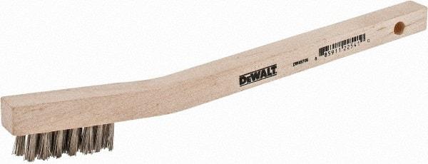 DeWALT - 7 Rows x 3 Columns Stainless Steel Scratch Brush - 7-3/4" OAL, 5/8" Trim Length, Wood Curved Handle - Apex Tool & Supply