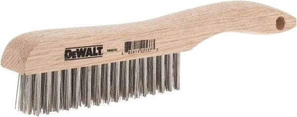 DeWALT - 15 Rows x 4 Columns Stainless Steel Scratch Brush - 10" OAL, 1-1/8" Trim Length, Wood Shoe Handle - Apex Tool & Supply