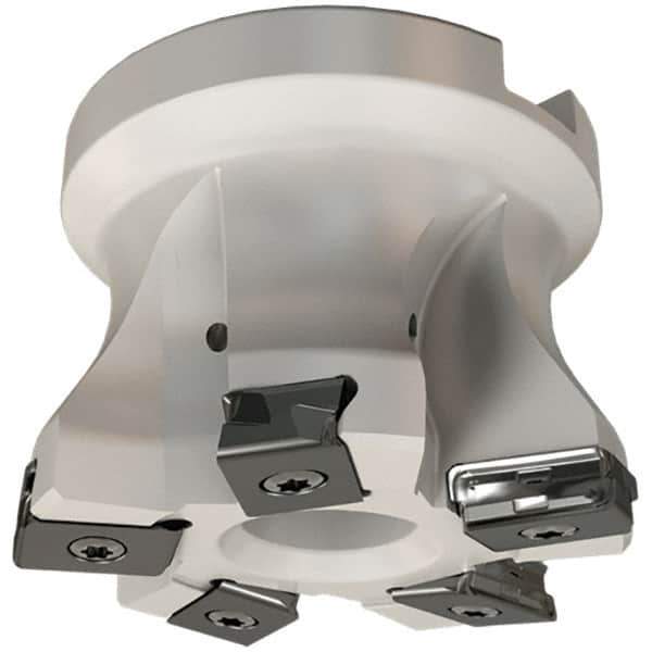 Iscar - 5 Inserts, 63mm Cut Diam, 27mm Arbor Diam, 3mm Max Depth of Cut, Indexable Square-Shoulder Face Mill - 0/90° Lead Angle, 50mm High, HTP LNHT 1006 Insert Compatibility, Through Coolant, Series TangPlunge - Apex Tool & Supply