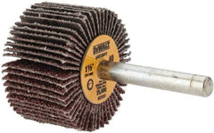 DeWALT - 1-1/2" Diam x 1" Face Width, Coarse Aluminum Oxide Coated Mounted Flap Wheel - 1/4" Shank Mount, 40 Grit, Cloth Backing, 25,000 Max RPM - Apex Tool & Supply