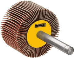 DeWALT - 2" Diam x 1/2" Face Width, Medium Aluminum Oxide Coated Mounted Flap Wheel - 1/4" Shank Mount, 60 Grit, Cloth Backing, 25,000 Max RPM - Apex Tool & Supply