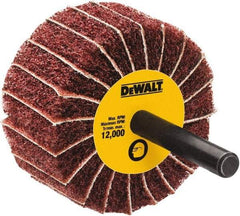 DeWALT - 3" Diam x 1-3/4" Face Width, Medium Aluminum Oxide Coated Mounted Flap Wheel - 1/4" Shank Mount, 60 Grit, Interleaf, Cloth Backing, 25,000 Max RPM - Apex Tool & Supply