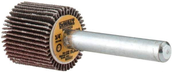 DeWALT - 3/4" Diam x 3/4" Face Width, Fine Aluminum Oxide Coated Mounted Flap Wheel - 1/4" Shank Mount, 120 Grit, Cloth Backing, 25,000 Max RPM - Apex Tool & Supply