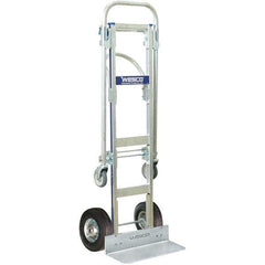 Wesco Industrial Products - 600 Lb Capacity 61-3/4" OAH Hand Truck - 16 x 12" Base Plate, Continuous Handle, Aluminum, Semi-Pneumatic Wheels - Apex Tool & Supply