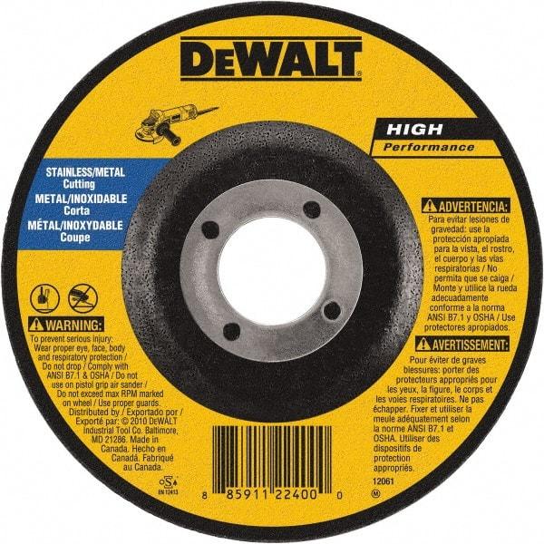 DeWALT - 6" 60 Grit Aluminum Oxide Cutoff Wheel - 0.045" Thick, 7/8" Arbor, 10,100 Max RPM, Use with Angle Grinders - Apex Tool & Supply