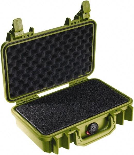 Pelican Products, Inc. - 8-11/32" Wide x 3-25/32" High, Clamshell Hard Case - Olive, Polyethylene - Apex Tool & Supply