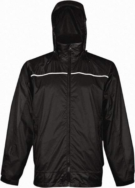 Viking - Size L, Black, Rain, Wind Resistant Rain Jacket - 43" Chest, 3 Pockets, Attached Hood - Apex Tool & Supply