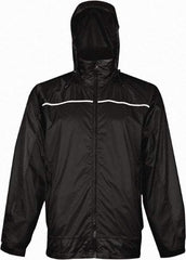 Viking - Size 2XL, Black, Rain, Wind Resistant Rain Jacket - 51" Chest, 3 Pockets, Attached Hood - Apex Tool & Supply