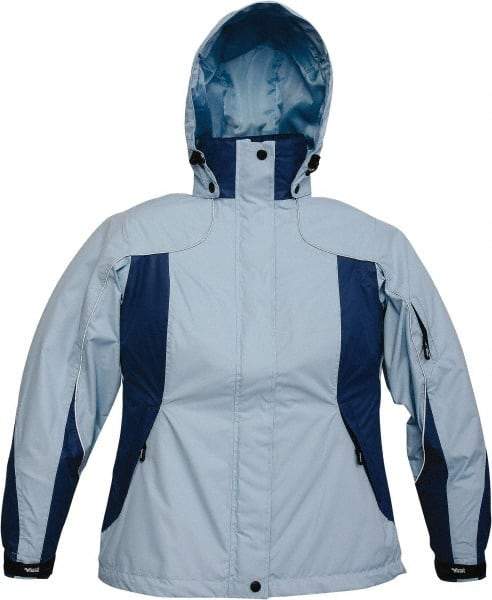 Viking - Size L, Light Blue, Rain, Wind Resistant Jacket - 43" Chest, 4 Pockets, Detachable Hood - Apex Tool & Supply