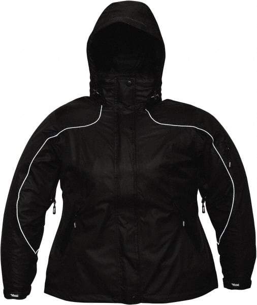 Viking - Size L, Black, Rain, Wind Resistant Jacket - 43" Chest, 4 Pockets, Detachable Hood - Apex Tool & Supply
