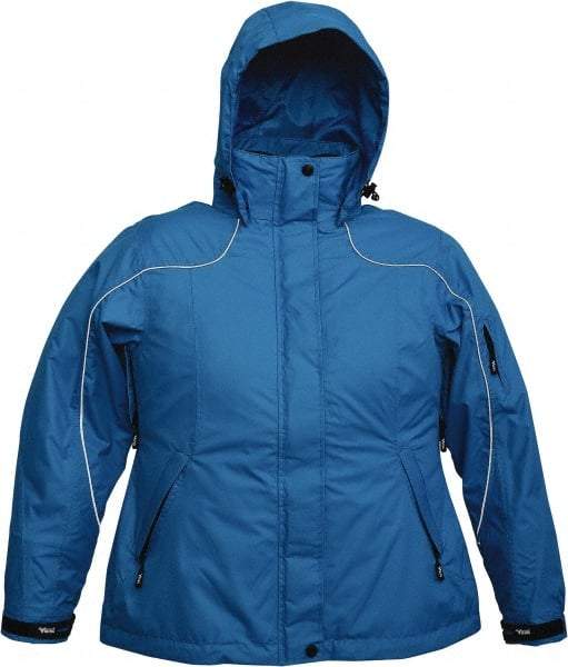 Viking - Size L, Blue, Rain, Wind Resistant Jacket - 43" Chest, 4 Pockets, Detachable Hood - Apex Tool & Supply