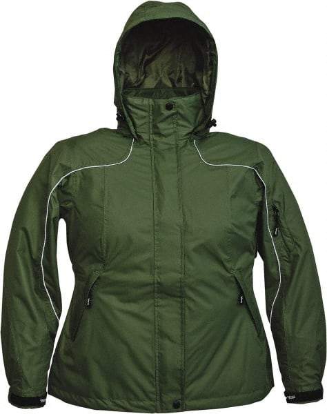 Viking - Size S, Green, Rain, Wind Resistant Jacket - 37" Chest, 4 Pockets, Detachable Hood - Apex Tool & Supply