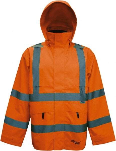 Viking - Size XL, High Visibility Orange, Rain, Wind Resistant Jacket - 47" Chest, 4 Pockets, Detachable Hood - Apex Tool & Supply