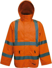 Viking - Size 3XL, High Visibility Orange, Rain, Wind Resistant Jacket - 55" Chest, 4 Pockets, Detachable Hood - Apex Tool & Supply