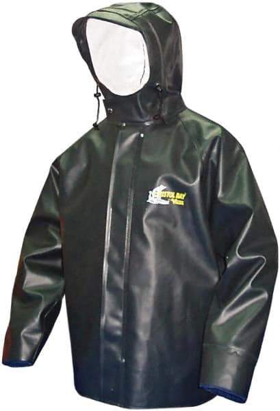 Viking - Size XL, Green, Rain, Chemical, Wind Resistant Jacket - 47" Chest, Attached Hood - Apex Tool & Supply