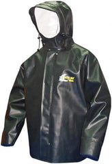 Viking - Size L, Green, Rain, Chemical, Wind Resistant Jacket - 43" Chest, Attached Hood - Apex Tool & Supply