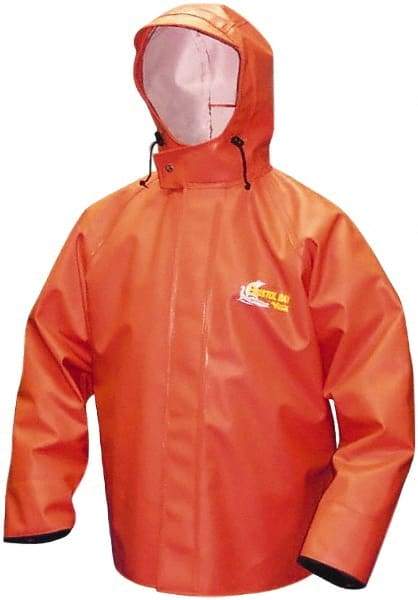 Viking - Size 2XL, Orange, Rain, Chemical, Wind Resistant Jacket - 51" Chest, Attached Hood - Apex Tool & Supply