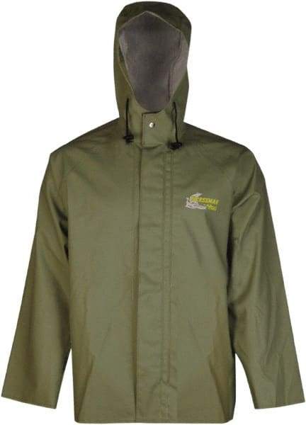 Viking - Size M, Green, Chemical, Rain, Wind Resistant Jacket - 40" Chest, Attached Hood - Apex Tool & Supply