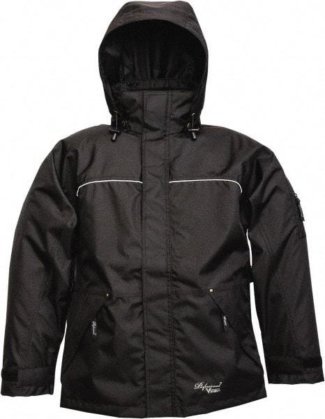 Viking - Size L, Black, Rain, Wind Resistant Jacket - 43" Chest, 3 Pockets, Detachable Hood - Apex Tool & Supply