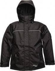 Viking - Size M, Black, Rain, Wind Resistant Jacket - 40" Chest, 3 Pockets, Detachable Hood - Apex Tool & Supply