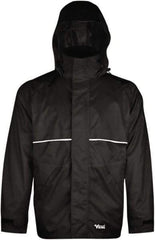 Viking - Size 4XL, Black, Rain, Wind Resistant Jacket - 55" Chest, 3 Pockets, Detachable Hood - Apex Tool & Supply