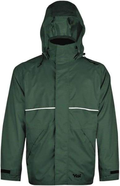 Viking - Size 3XL, Green, Rain, Wind Resistant Jacket - 55" Chest, 3 Pockets, Detachable Hood - Apex Tool & Supply