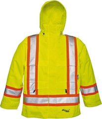 Viking - Size 2XL, High Visibility Lime, Rain, Wind Resistant Jacket - 51" Chest, Detachable Hood - Apex Tool & Supply