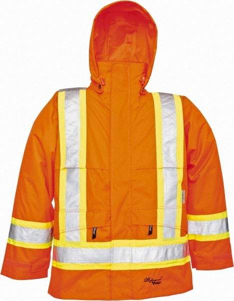 Viking - Size 2XL, High Visibility Orange, Rain, Wind Resistant Jacket - 51" Chest, Detachable Hood - Apex Tool & Supply