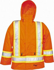 Viking - Size 2XL, High Visibility Orange, Rain, Wind Resistant Jacket - 51" Chest, Detachable Hood - Apex Tool & Supply
