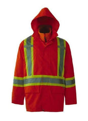 Viking - Size S, High Visibility Orange, Rain, Wind Resistant Jacket - 37" Chest, 3 Pockets, Detachable Hood - Apex Tool & Supply