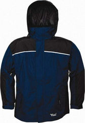 Viking - Size L, Navy & Charcoal, Rain, Wind Resistant Jacket - 43" Chest, 5 Pockets, Detachable Hood - Apex Tool & Supply