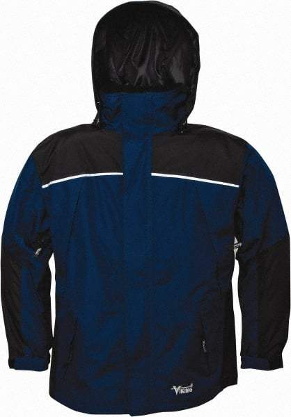 Viking - Size 3XL, Navy & Charcoal, Rain, Wind Resistant Jacket - 55" Chest, 5 Pockets, Detachable Hood - Apex Tool & Supply
