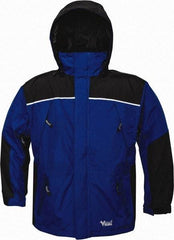 Viking - Size M, Charcoal & Royal Blue, Rain, Wind Resistant Jacket - 40" Chest, 5 Pockets, Detachable Hood - Apex Tool & Supply