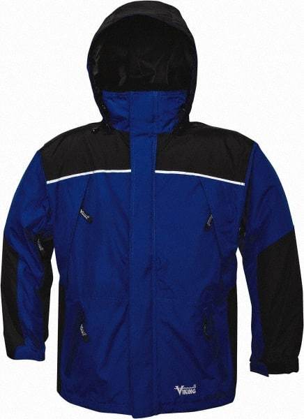 Viking - Size 3XL, Charcoal & Royal Blue, Rain, Wind Resistant Jacket - 55" Chest, 5 Pockets, Detachable Hood - Apex Tool & Supply