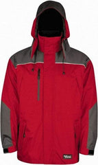 Viking - Size S, Red & Charcoal, Rain, Wind Resistant Jacket - 37" Chest, 5 Pockets, Detachable Hood - Apex Tool & Supply