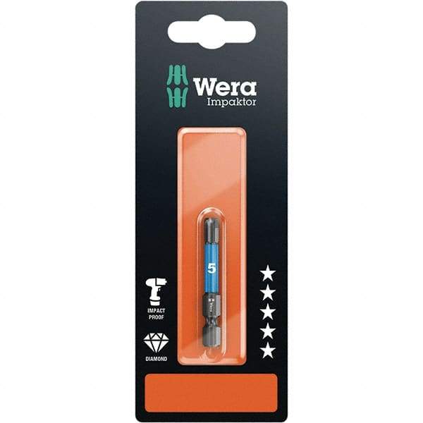 Wera - 5mm Hex Screwdriver Bit - 1/4" Drive, 50mm OAL - Apex Tool & Supply