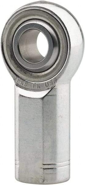 Made in USA - 1/2" ID, 1-5/16" Max OD, 15,340 Lb Max Static Cap, Plain Female Spherical Rod End - 1/2-20 LH, 1-3/16" Shank Length, Alloy Steel with Steel Raceway - Apex Tool & Supply
