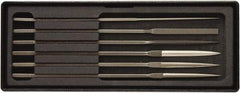 Value Collection - 6 Piece Needle Pattern File Set - Fine Coarseness, Set Includes Comprise, Pillar, Half Round, Crossing, Square, Round, Barrette - Apex Tool & Supply