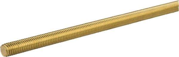 Made in USA - 1/2-20 UNF (Fine), 6' Long, Brass General Purpose Threaded Rod - Uncoated, Right Hand Thread - Apex Tool & Supply