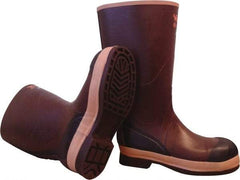 Viking - Men's Size 10 Medium Width Steel Knee Boot - Brown, Tan, Rubber Upper, Nitrile Rubber Outsole, 16" High, Chemical Resistant, Non-Slip, Cold Protection, Waterproof - Apex Tool & Supply