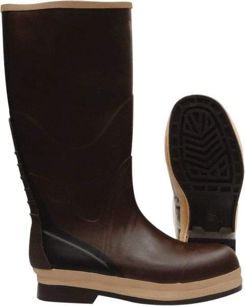 Viking - Men's Size 11 Medium Width Rubber Knee Boot - Brown, Tan, Rubber Upper, Nitrile Rubber Outsole, 16" High, Chemical Resistant, Non-Slip, Waterproof - Apex Tool & Supply