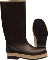 Viking - Men's Size 16 Medium Width Rubber Knee Boot - Brown, Tan, Rubber Upper, Nitrile Rubber Outsole, 16" High, Chemical Resistant, Non-Slip, Waterproof - Apex Tool & Supply