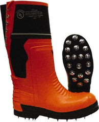 Viking - Men's Size 14 Medium Width Steel Work Boot - Black, Orange, Rubber Upper, Nitrile Rubber Outsole, 15" High, Chemical Resistant, Waterproof, Non-Slip, Cut Resistant - Apex Tool & Supply