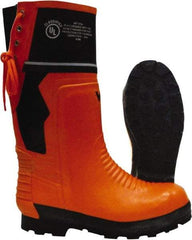 Viking - Men's Size 7 Medium Width Steel Work Boot - Black, Orange, Rubber Upper, Nitrile Rubber Outsole, 15" High, Chemical Resistant, Waterproof, Non-Slip, Cut Resistant - Apex Tool & Supply