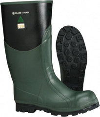 Viking - Men's Size 13 Medium Width Steel Knee Boot - Green, Black, Rubber Upper, Nitrile Rubber Outsole, 15" High, Non-Slip, Waterproof, Electric Shock Resistant - Apex Tool & Supply