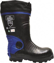 Viking - Men's Size 13 Medium Width Steel Work Boot - Black, Blue, Rubber Upper, Nitrile Rubber Outsole, 15" High, Non-Slip, Chemical Resistant, Waterproof, Electric Shock Resistant - Apex Tool & Supply