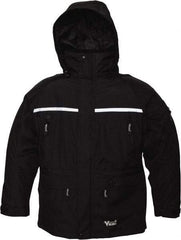 Viking - Size M, Black, Rain, Wind Resistant, Cold Weather Jacket - 40" Chest, 5 Pockets, Detachable Hood - Apex Tool & Supply