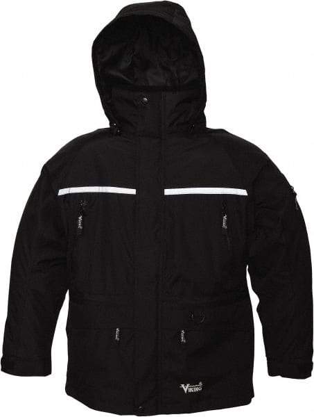 Viking - Size XL, Black, Rain, Wind Resistant, Cold Weather Jacket - 47" Chest, 5 Pockets, Detachable Hood - Apex Tool & Supply
